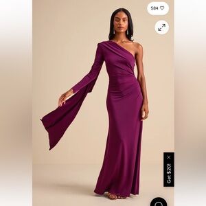 Lulu's One-Shoulder Plum Evening Gown